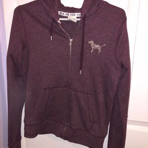 PINK maroon zipper hoodie